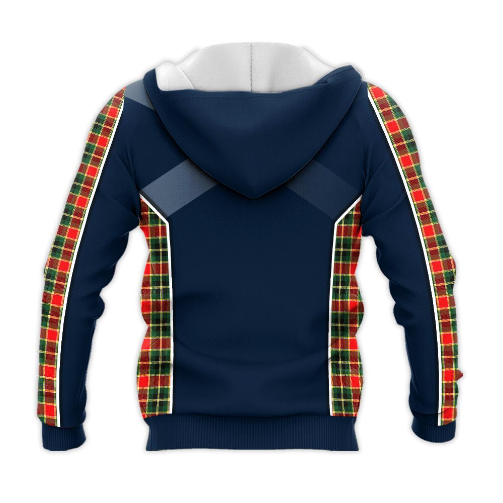 Tartan Vibes Clothing MacLachlan Hunting Modern Tartan Knitted Hoodie with Family Crest and Scottish Thistle Vibes Sport Style