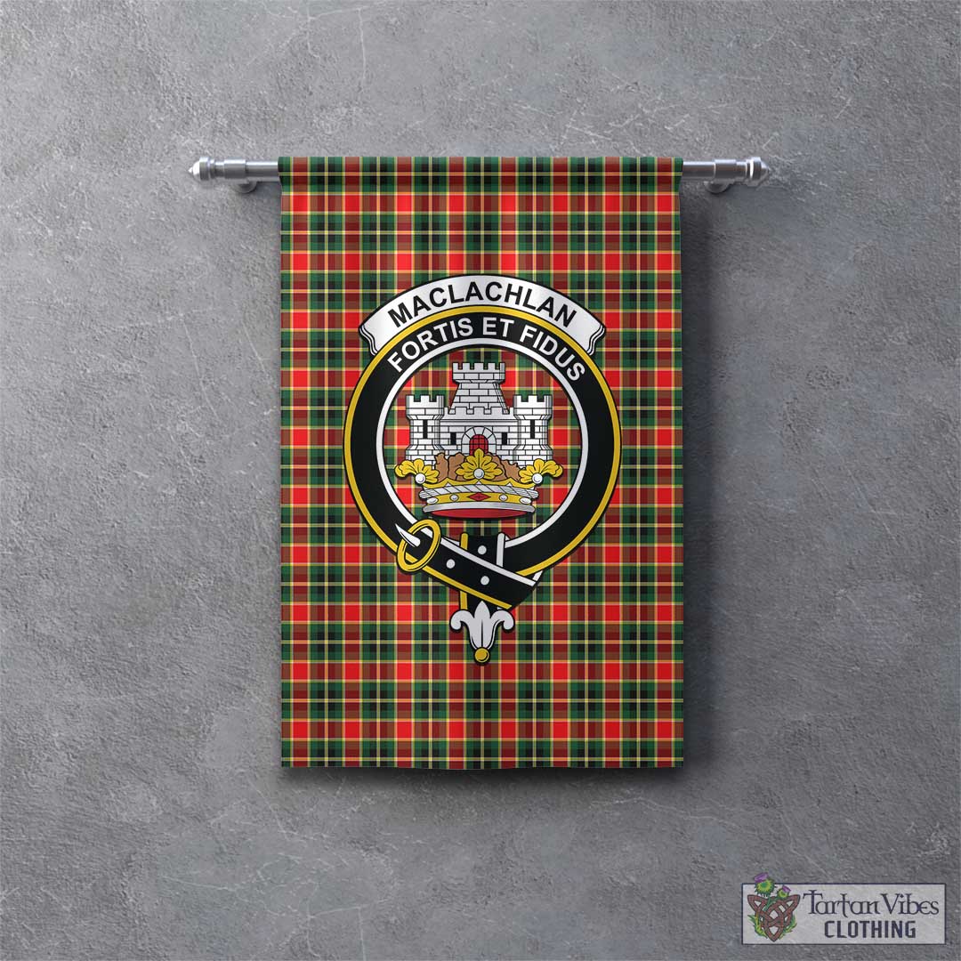 Tartan Vibes Clothing MacLachlan Hunting Modern Tartan Gonfalon, Tartan Banner with Family Crest