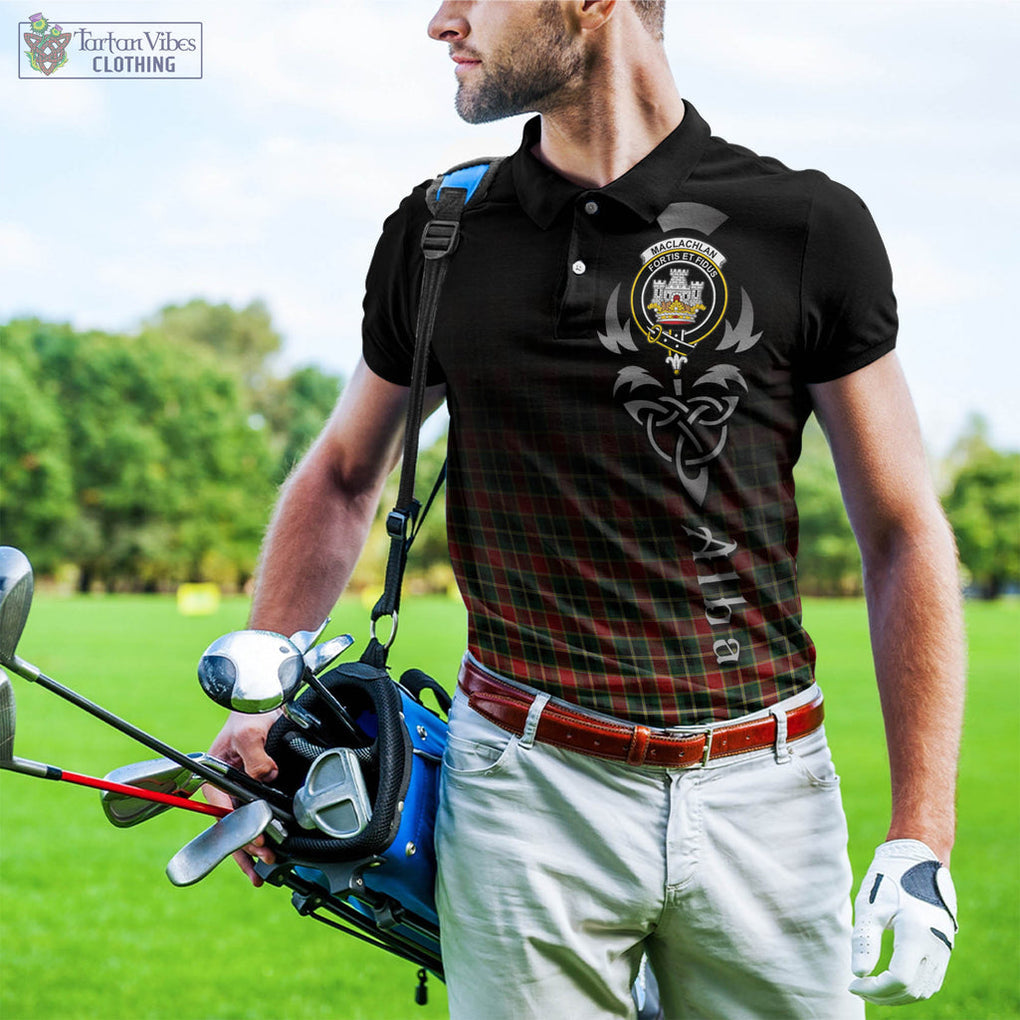 Tartan Vibes Clothing MacLachlan Hunting Modern Tartan Polo Shirt Featuring Alba Gu Brath Family Crest Celtic Inspired