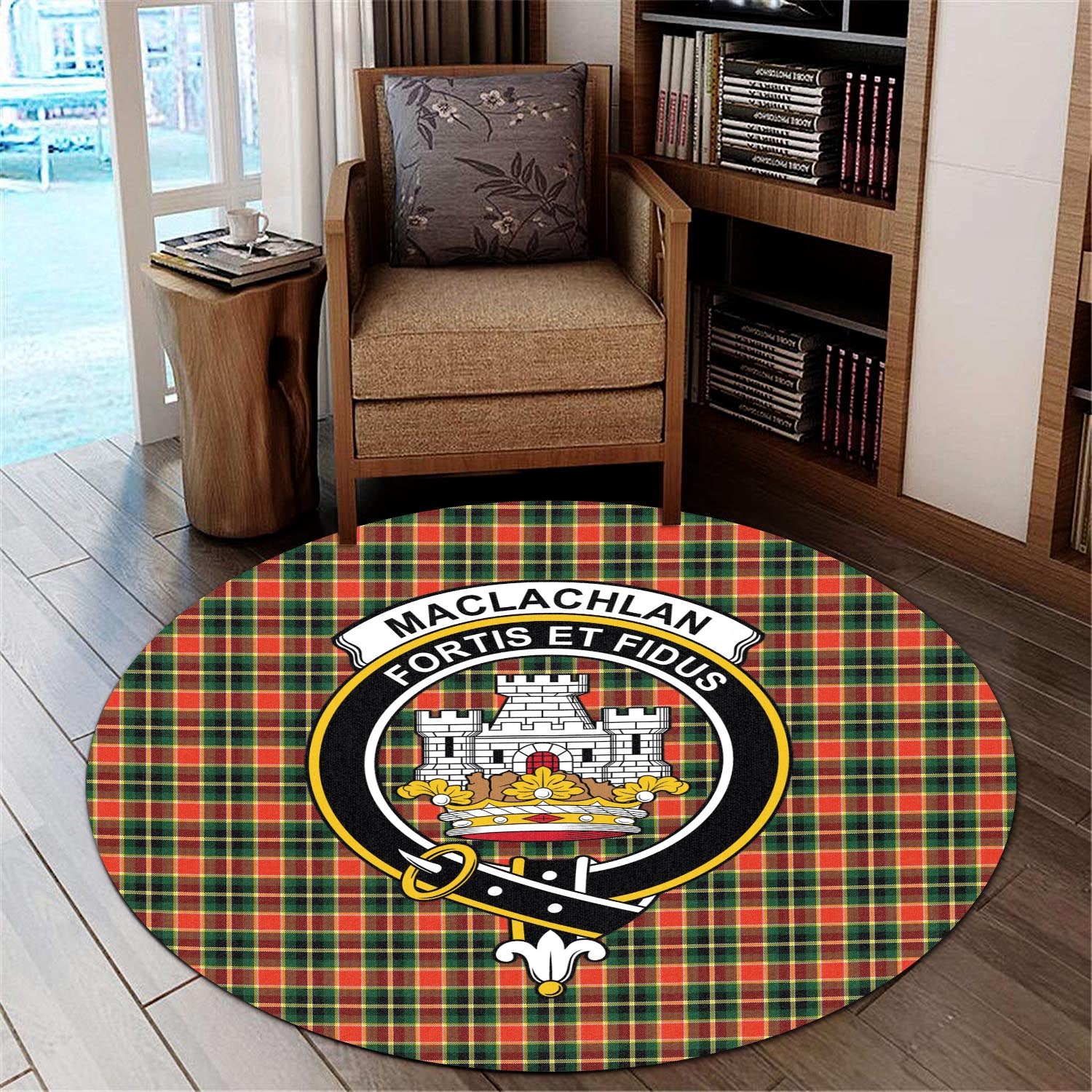 maclachlan-hunting-modern-tartan-round-rug-with-family-crest