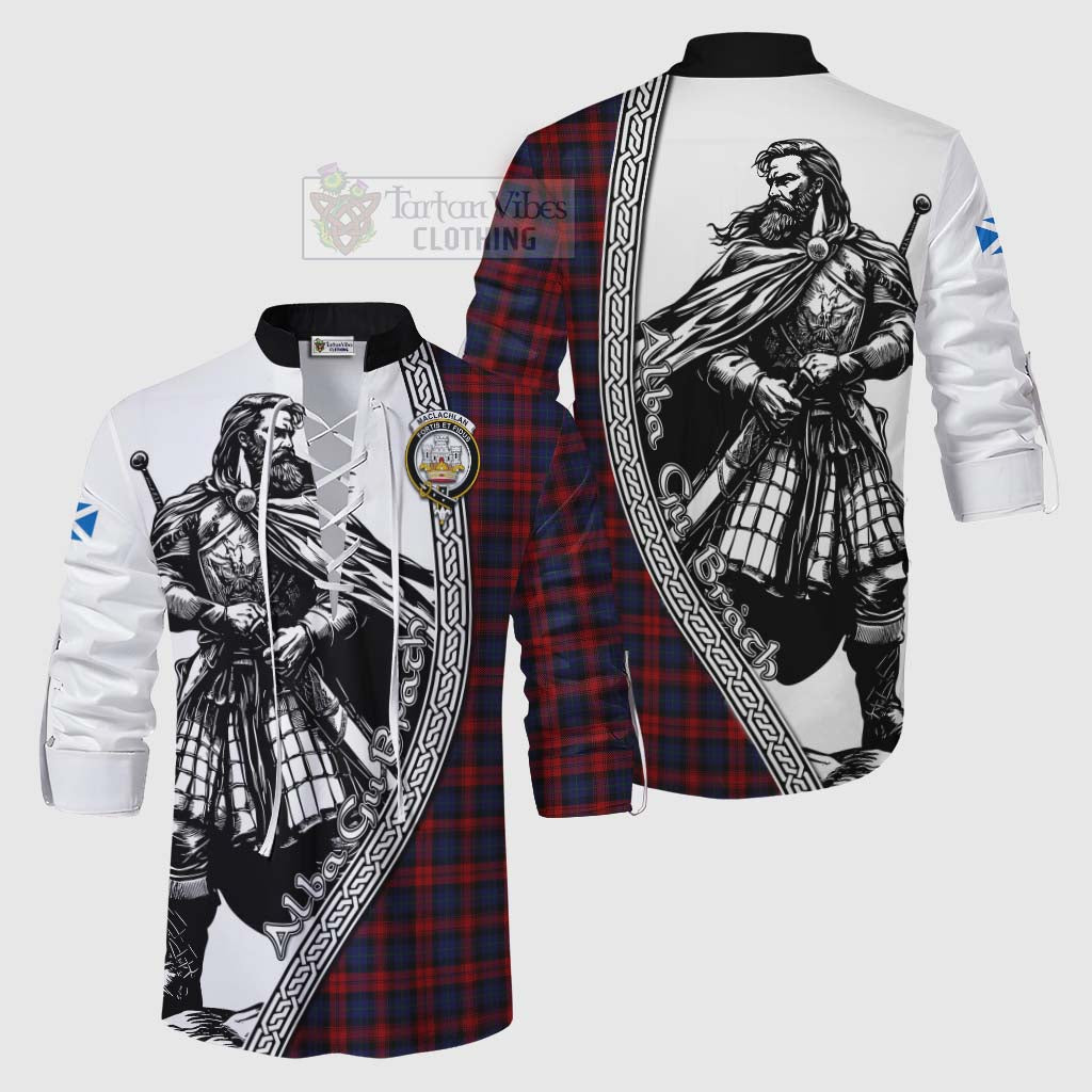 Tartan Vibes Clothing MacLachlan (McLachlan) Tartan Clan Crest Ghillie Kilt Shirt with Highlander Warrior Celtic Style