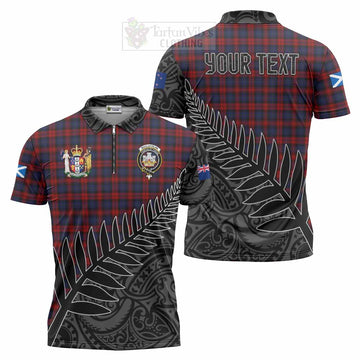 MacLachlan (McLachlan) Crest Tartan Zipper Polo Shirt with New Zealand Silver Fern Half Style