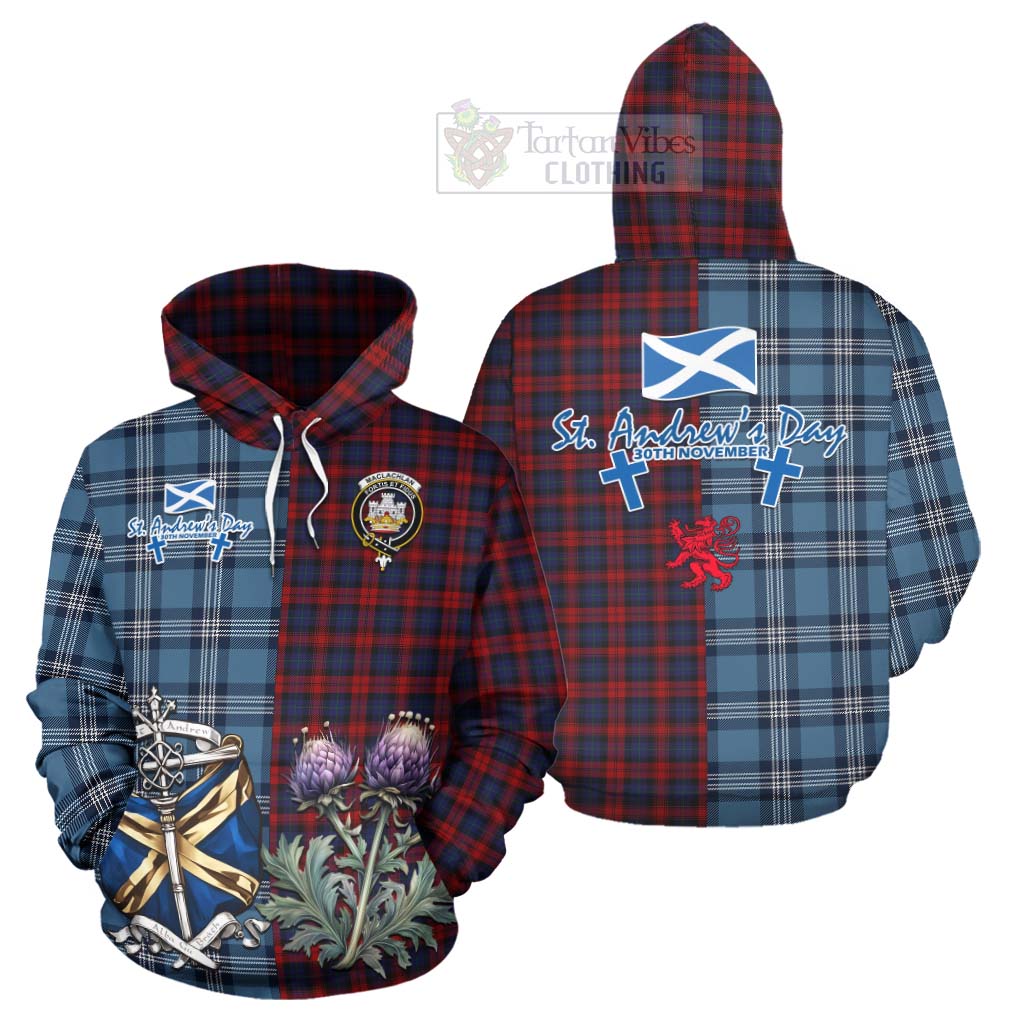 Tartan Vibes Clothing MacLachlan (McLachlan) Tartan Hoodie Happy St. Andrew's Day Half Tartan Style