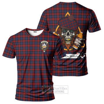 MacLachlan (McLachlan) Tartan T-Shirt with Family Crest and Bearded Skull Holding Bottles of Whiskey