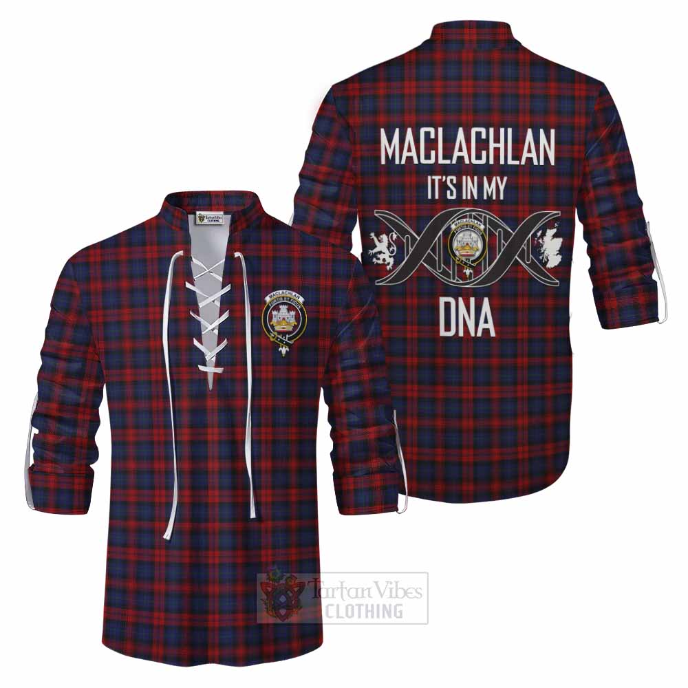 Tartan Vibes Clothing MacLachlan (McLachlan) Tartan Ghillie Kilt Shirt with Family Crest DNA In Me Style