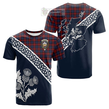 MacLachlan (McLachlan) Tartan Cotton T-shirt Featuring Thistle and Scotland Map