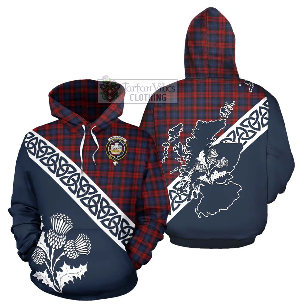 Tartan Vibes Clothing MacLachlan (McLachlan) Tartan Hoodie Featuring Thistle and Scotland Map