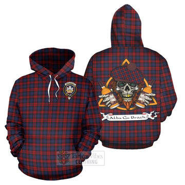 MacLachlan (McLachlan) Tartan Hoodie with Family Crest and Bearded Skull Holding Bottles of Whiskey