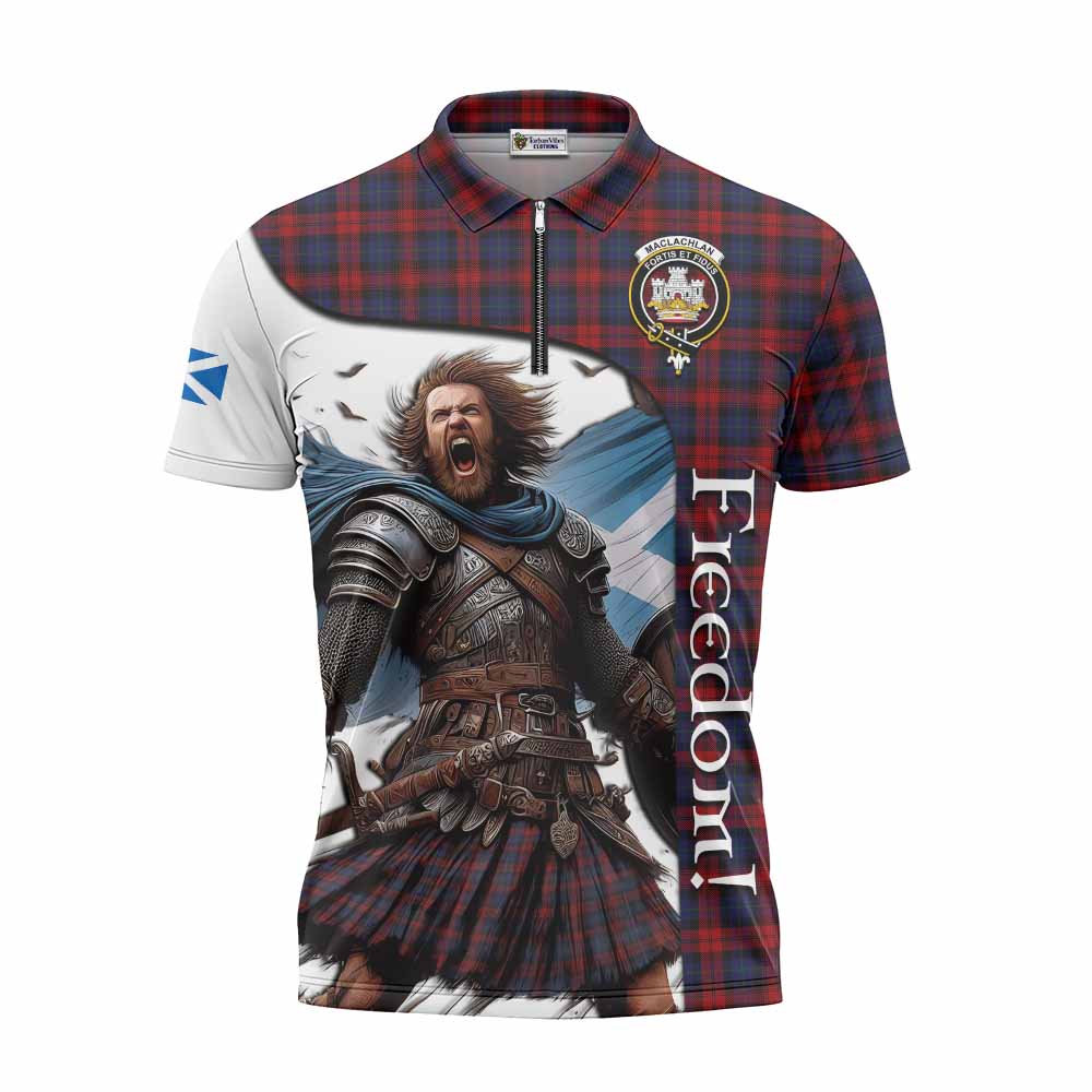 Tartan Vibes Clothing MacLachlan (McLachlan) Crest Tartan Zipper Polo Shirt Inspired by the Freedom of Scottish Warrior