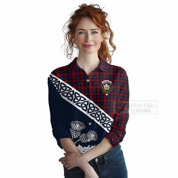 MacLachlan (McLachlan) Tartan Women's Casual Shirt Featuring Thistle and Scotland Map