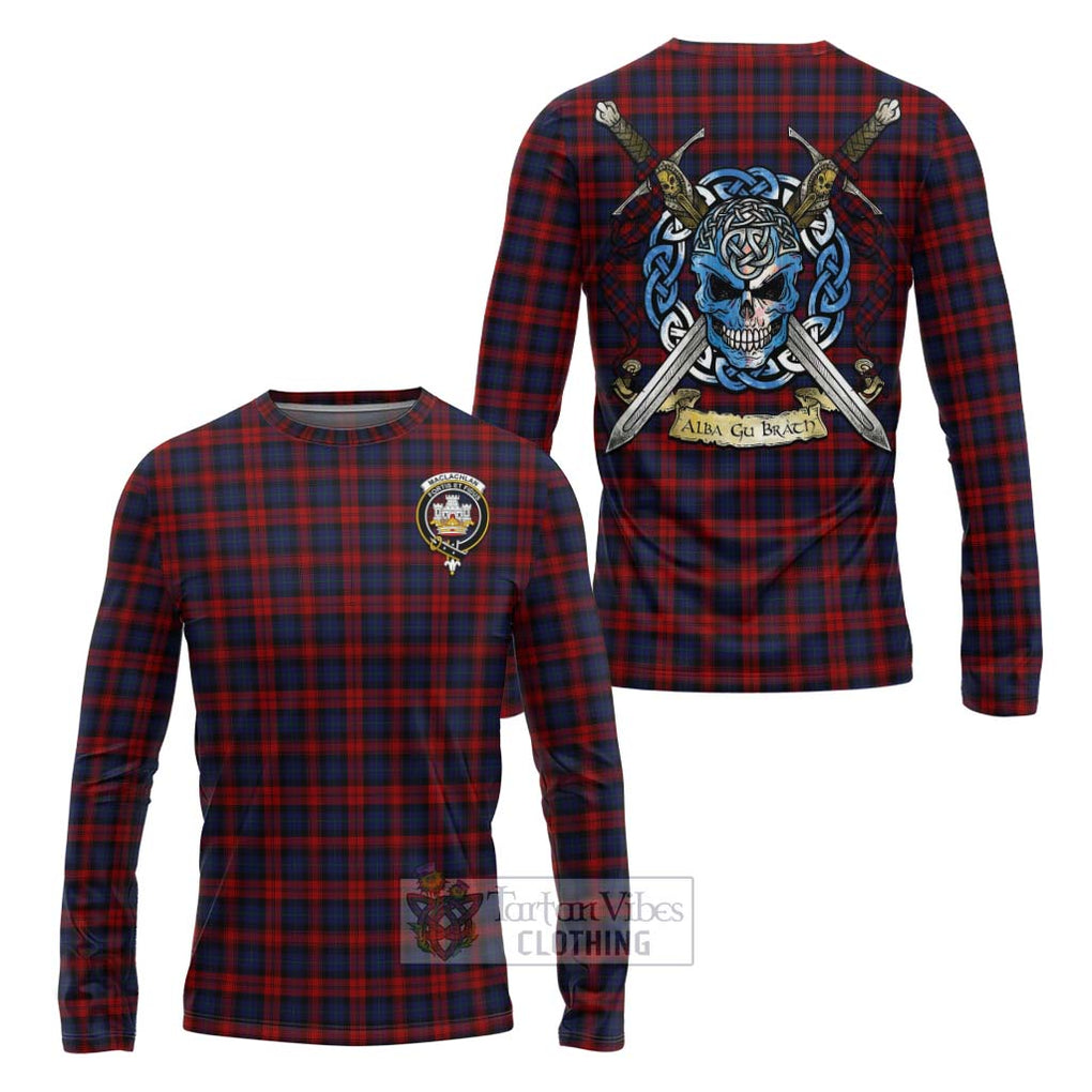 Tartan Vibes Clothing MacLachlan (McLachlan) Tartan Long Sleeve T-Shirt with Family Crest Celtic Skull Style