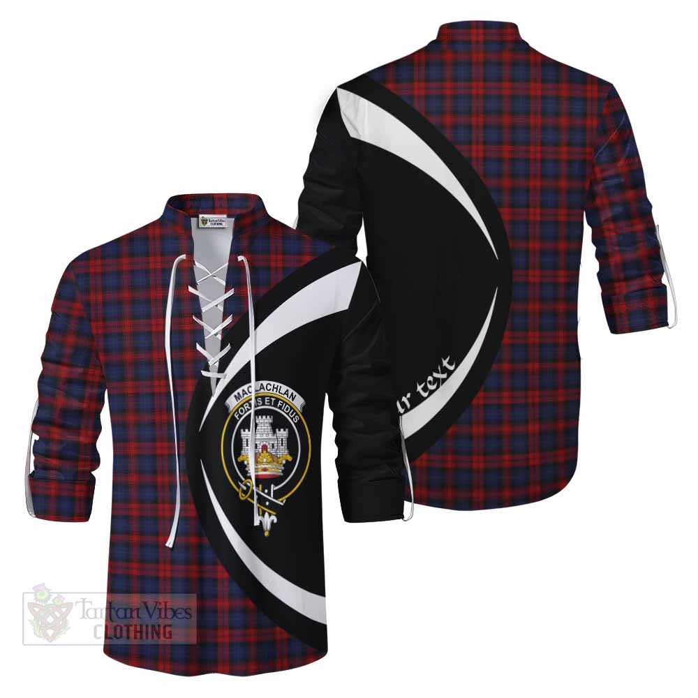 Tartan Vibes Clothing MacLachlan (McLachlan) Tartan Ghillie Kilt Shirt with Family Crest Circle Style