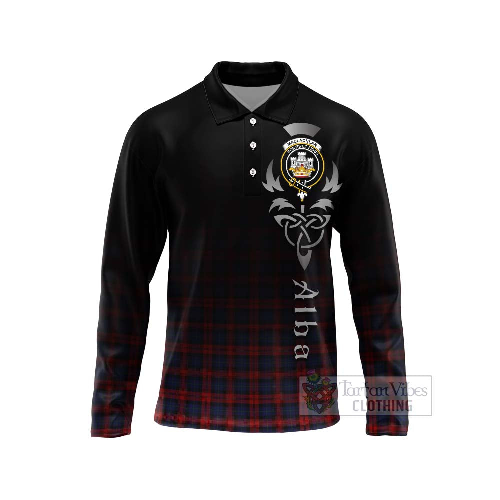 Tartan Vibes Clothing MacLachlan (McLachlan) Tartan Long Sleeve Polo Shirt Featuring Alba Gu Brath Family Crest Celtic Inspired