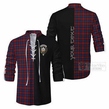 MacLachlan (McLachlan) Tartan Ghillie Kilt Shirt with Family Crest and Half Of Me Style