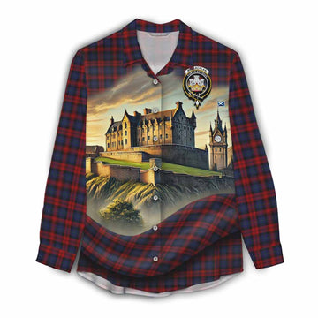 MacLachlan (McLachlan) Tartan Family Crest Women's Casual Shirt with Scottish Ancient Castle Style Female - Tartan Vibes Clothing