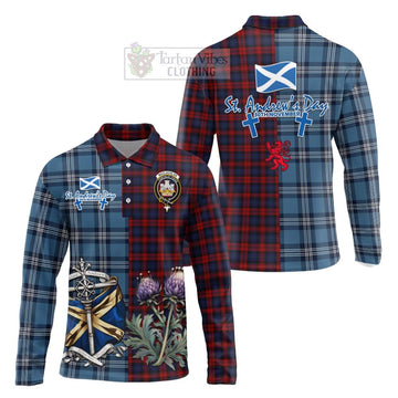 MacLachlan (McLachlan) Tartan Long Sleeve Polo Shirt Happy St. Andrew's Day Half Tartan Style