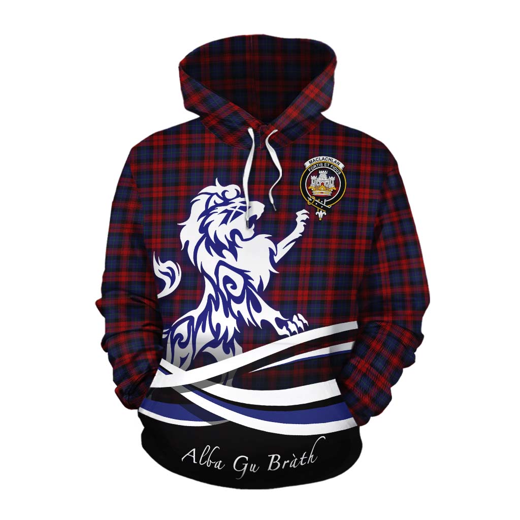 Tartan Vibes Clothing MacLachlan (McLachlan) Tartan Cotton Hoodie with Alba Gu Brath Regal Lion Emblem