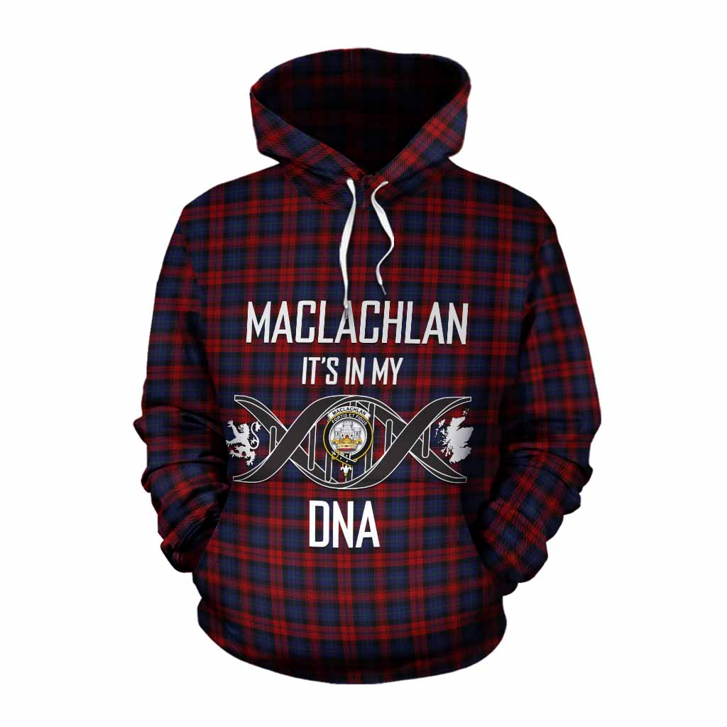 Tartan Vibes Clothing MacLachlan (McLachlan) Tartan Cotton Hoodie with Family Crest DNA In Me Style