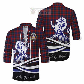 MacLachlan (McLachlan) Tartan Ghillie Kilt Shirt with Alba Gu Brath Regal Lion Emblem