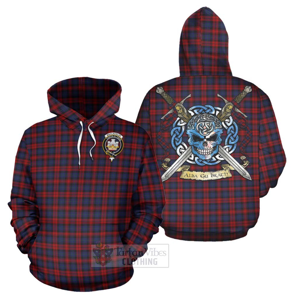 Tartan Vibes Clothing MacLachlan (McLachlan) Tartan Hoodie with Family Crest Celtic Skull Style