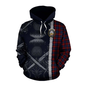 MacLachlan (McLachlan) Tartan Cotton Hoodie with Family Crest Cross Sword Thistle Celtic Vibes