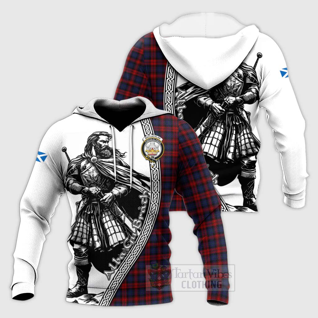 Tartan Vibes Clothing MacLachlan (McLachlan) Tartan Clan Crest Knitted Hoodie with Highlander Warrior Celtic Style