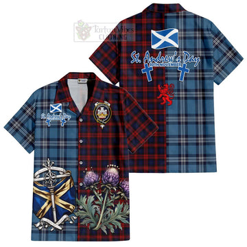 MacLachlan (McLachlan) Tartan Short Sleeve Button Shirt Happy St. Andrew's Day Half Tartan Style