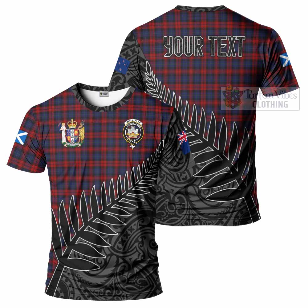 Tartan Vibes Clothing MacLachlan (McLachlan) Crest Tartan T-Shirt with New Zealand Silver Fern Half Style