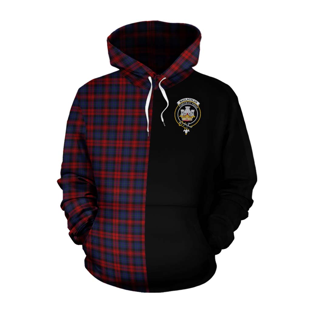 Tartan Vibes Clothing MacLachlan (McLachlan) Tartan Cotton Hoodie with Family Crest and Half Of Me Style