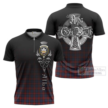 MacLachlan (McLachlan) Tartan Zipper Polo Shirt Featuring Alba Gu Brath Family Crest Celtic Inspired