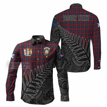 MacLachlan (McLachlan) Crest Tartan Long Sleeve Button Shirt with New Zealand Silver Fern Half Style