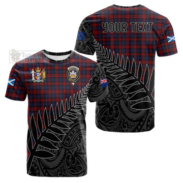 MacLachlan (McLachlan) Crest Tartan Cotton T-shirt with New Zealand Silver Fern Half Style