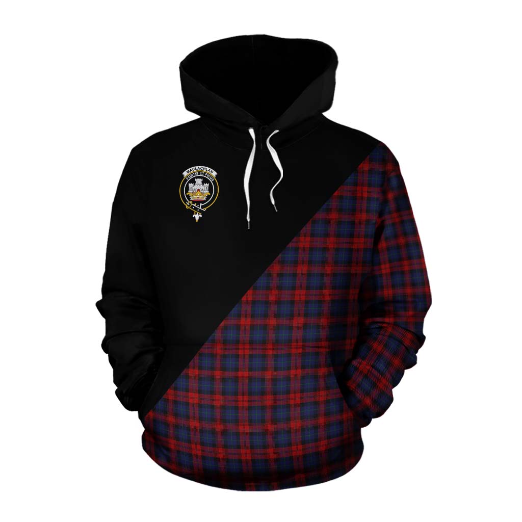 Tartan Vibes Clothing MacLachlan (McLachlan) Tartan Cotton Hoodie with Family Crest and Military Logo Style