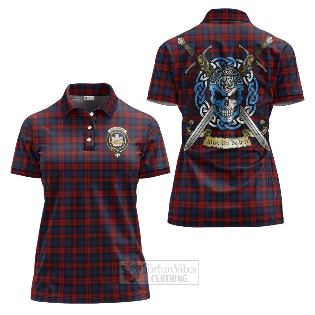 Tartan Vibes Clothing MacLachlan (McLachlan) Tartan Women's Polo Shirt with Family Crest Celtic Skull Style