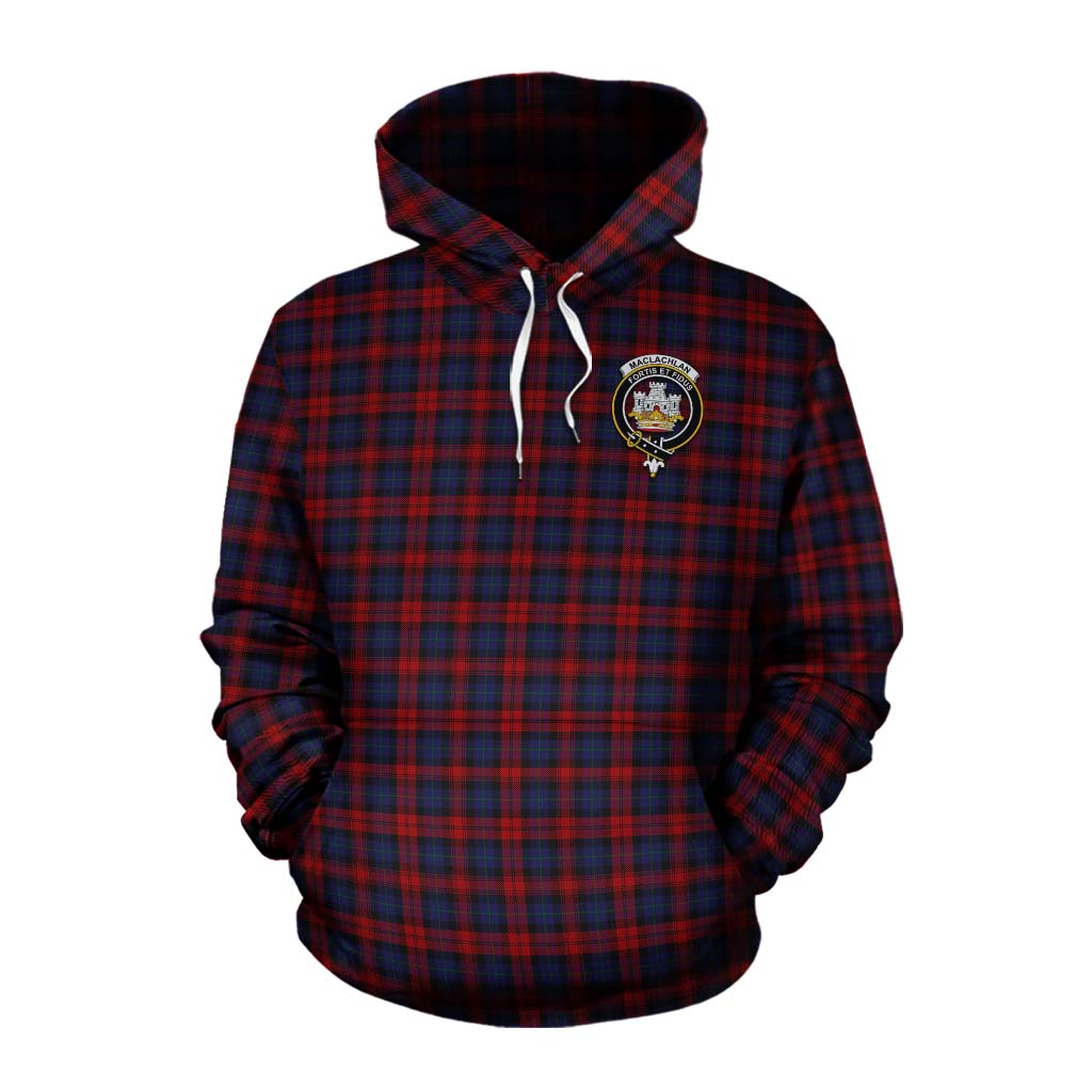 Tartan Vibes Clothing MacLachlan (McLachlan) Tartan Cotton Hoodie with Family Crest and Bearded Skull Holding Bottles of Whiskey