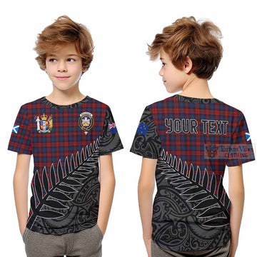 MacLachlan (McLachlan) Crest Tartan Kid T-Shirt with New Zealand Silver Fern Half Style