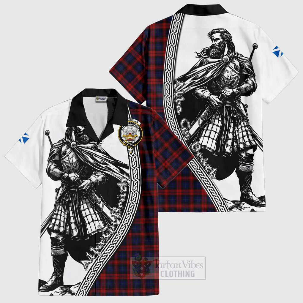 Tartan Vibes Clothing MacLachlan (McLachlan) Tartan Clan Crest Short Sleeve Button Shirt with Highlander Warrior Celtic Style