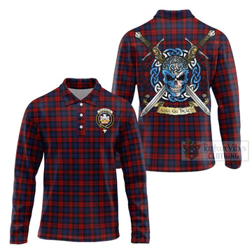 MacLachlan (McLachlan) Tartan Long Sleeve Polo Shirt with Family Crest Celtic Skull Style