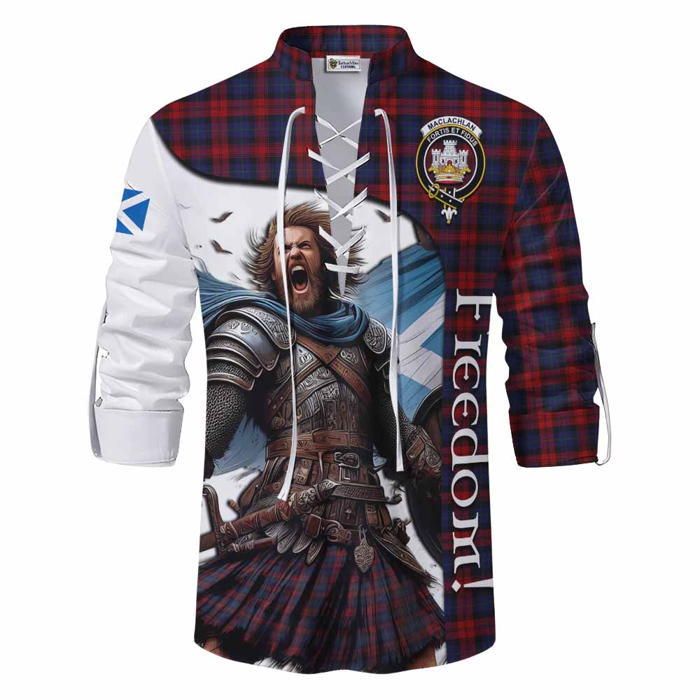 Tartan Vibes Clothing MacLachlan (McLachlan) Crest Tartan Ghillie Kilt Shirt Inspired by the Freedom of Scottish Warrior