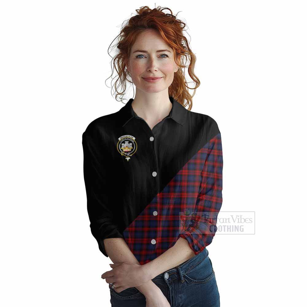 Tartan Vibes Clothing MacLachlan (McLachlan) Tartan Women's Casual Shirt with Family Crest and Military Logo Style