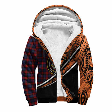 MacLachlan (McLachlan) Crest Tartan Sherpa Hoodie with Polynesian Vibes Style - Orange Version