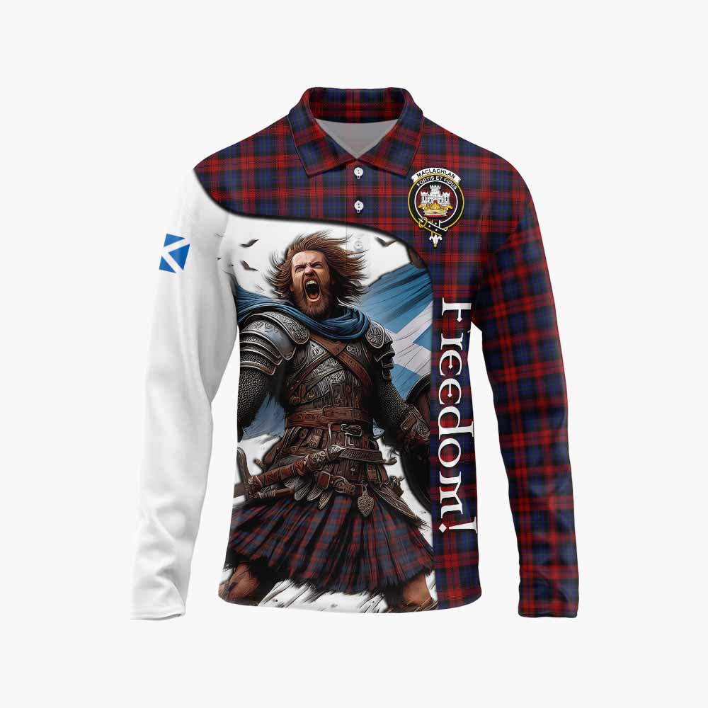 Tartan Vibes Clothing MacLachlan (McLachlan) Crest Tartan Long Sleeve Polo Shirt Inspired by the Freedom of Scottish Warrior