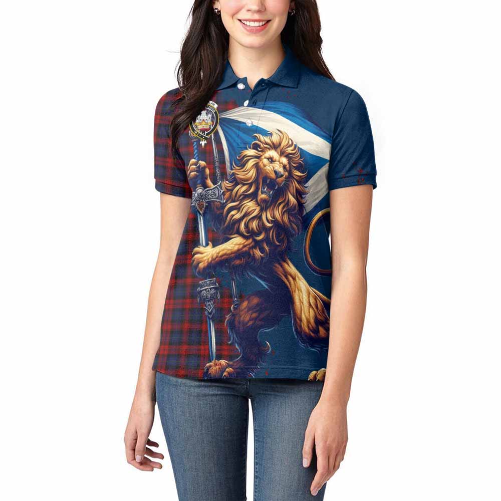 Tartan Vibes Clothing MacLachlan (McLachlan) Tartan Family Crest Women's Polo Shirt with Scottish Majestic Lion