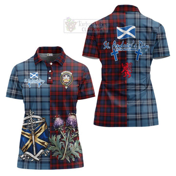 MacLachlan (McLachlan) Tartan Women's Polo Shirt Happy St. Andrew's Day Half Tartan Style