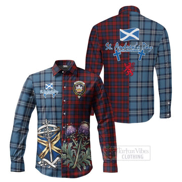 MacLachlan (McLachlan) Tartan Long Sleeve Button Shirt Happy St. Andrew's Day Half Tartan Style