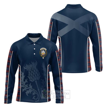 MacLachlan (McLachlan) Tartan Long Sleeve Polo Shirt with Family Crest and Scottish Thistle Vibes Sport Style