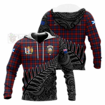 MacLachlan (McLachlan) Crest Tartan Knitted Hoodie with New Zealand Silver Fern Half Style