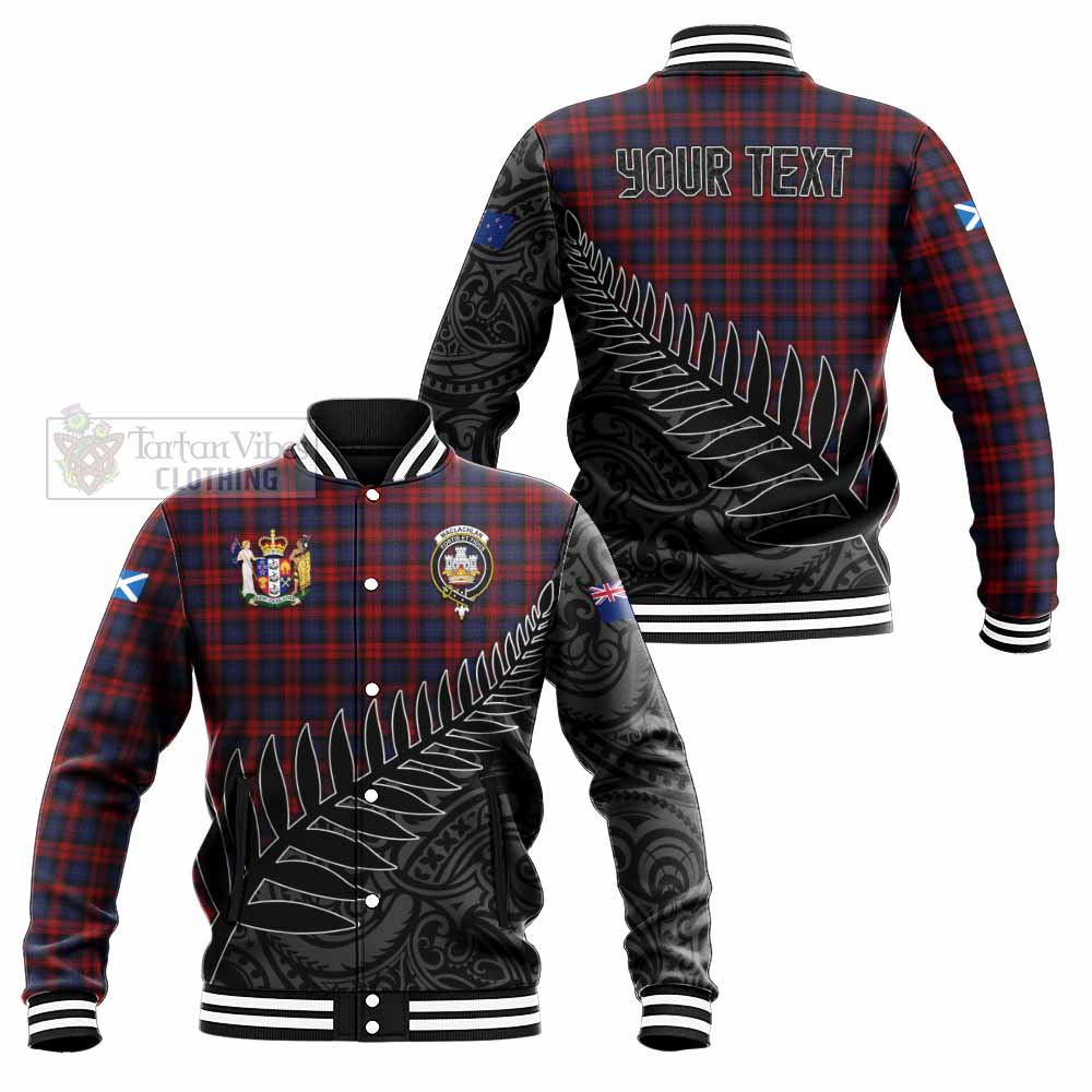 Tartan Vibes Clothing MacLachlan (McLachlan) Crest Tartan Baseball Jacket with New Zealand Silver Fern Half Style