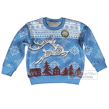 MacLachlan (McLachlan) Clan Christmas Kid Ugly Sweater with Tartan and Celtic Reindeer Style