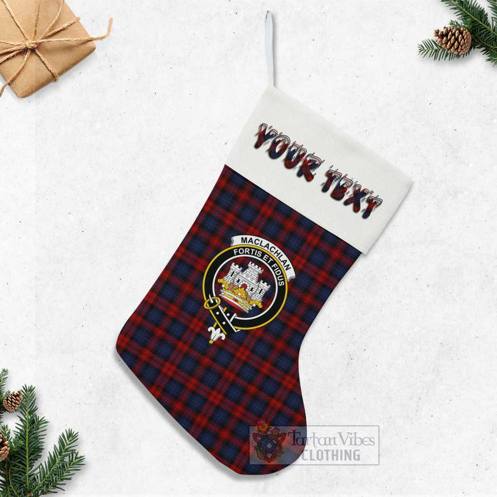 Tartan Vibes Clothing MacLachlan (McLachlan) Tartan Family Crest Christmas Stocking with Personalized Text